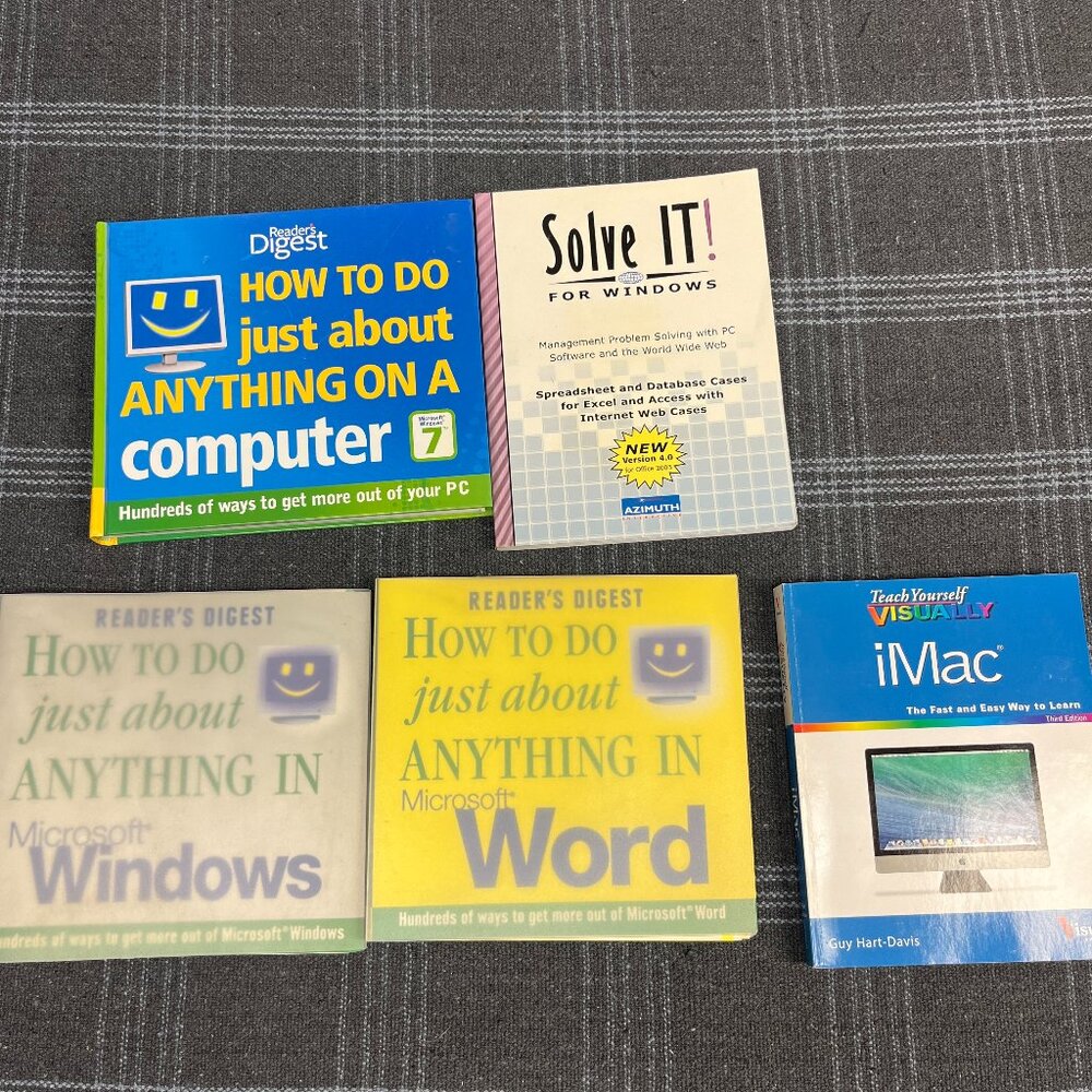Vintage Computer Book Lot Of 5 Total Windows Word iMac Microsoft Books PC Apple